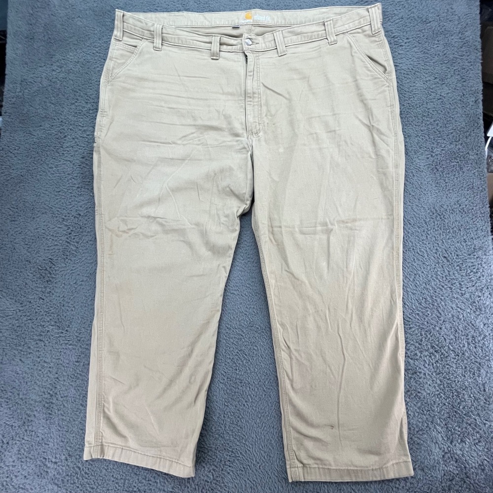 Carhartt Relaxed Fit Khaki Work Pants Men's Size 52x30 Cotton Blend